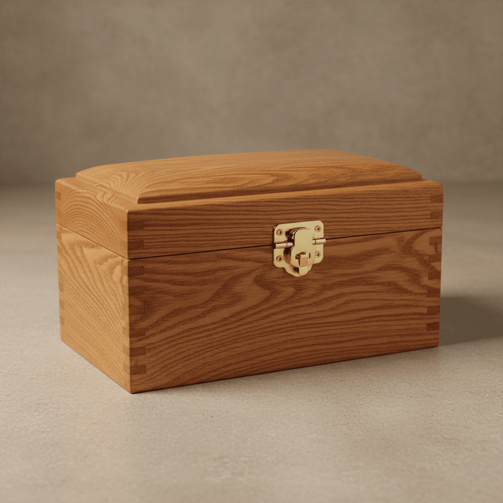 Handcrafted wooden urn with natural finish