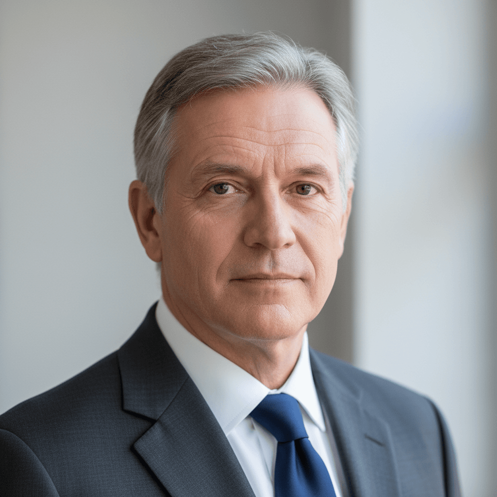 Professional portrait of Robert Moloney in formal attire